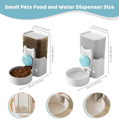 Hanging Cage Automatic Small Pet Food Bowl Water Bottle Dispenser, 1L Auto Gravity Pet Feeder and Waterer Set Kennel Feeding Station Crate Feeder Dish for Rabbit Puppy Cats Ferret (Blue) - color: Blue