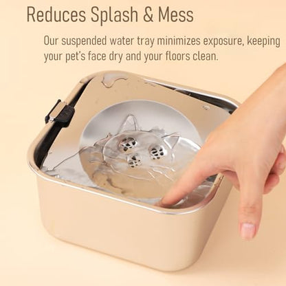 3L/101oz Large Capacity Dog Water Bowl Stainless Steel No Spill Dog Bowls Slow Drinking Dog Water Feeder Dispenser