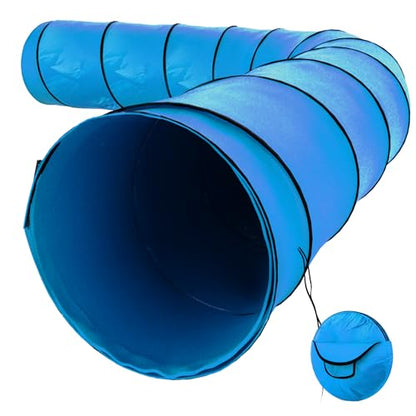 Houseables Dog Tunnel, Dog Agility Tunnel, Agility Equipment, 18 Feet, Puppy Obstacle Course, Pet Playground, Crawling, Small, Medium, Large, Indoor/Outdoor, Play, Pop Up Set, Exercise Tube, Toy, Blue - color: Blue