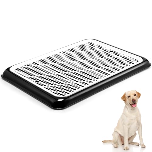 Mifoci Dog Pee Pad Holder Potty Tray Portable Dog Litter Box Toilet Training for Indoor Outdoor Small Medium Large Pet Puppy(Black,25.59 x 18.9 Inches,2 Pcs) - color: Black, size: 25.59 x 18.9 Inches