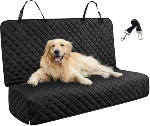 JSTHT Dog Car Seat Cover for Back Seat, Waterproof Bench Seat Cover Protector Nonslip Durable Soft Pet Dog Back Seat Cover for Car, Truck, & SUV (Black)