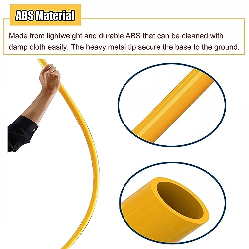 5 Pcs Set Training Agility Poles with Metal Spike, Yellow Slalom Training Agility Poles for Improve Agility/Speed/Footwork, Football Training Poles(1m(3.3ft)) - size: 1m(3.3ft)