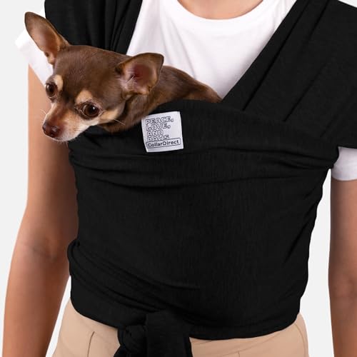 Cat Sling Carrier for Small Pets – Anti-Anxiety Cat Sling, Kitten Pouch – Pet Sling in Gray Black Blue Green Pink Yellow (Black, Standard) - color: Black, size: Standard