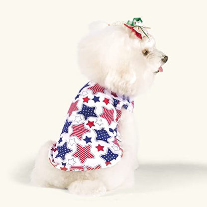 CuteBone Dog Shirts 2-Pack Soft Pet Clothes Breathable Summer Vest for Small Puppy and Stretchy Cat Apparel - color: Stars&map, size: Small