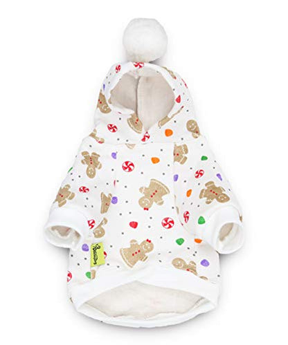 Pet Dog Christmas Hoodie Fleece Shirt Puppy Clothes for Small Dogs, Medium - color: Gingerbread, size: Medium (5.5-8.8lb)