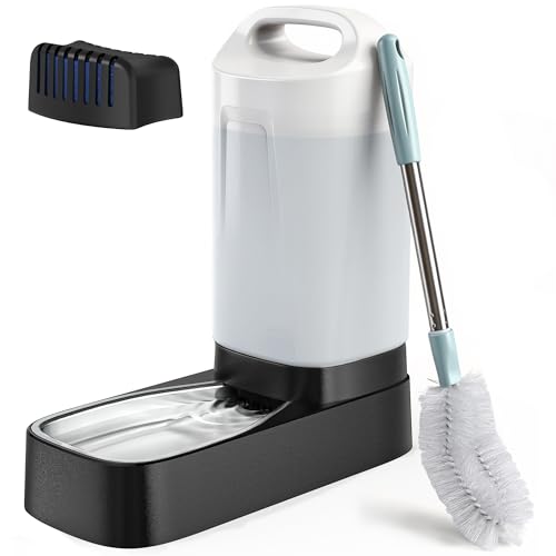 Automatic Dog Water Bowl Dispenser - with Filter 2.4 Gallon Stainless Steel Gravity Pet Water Feeder with Ergonomic Handle Design Anti Splash Drinking Bowl Easy to Clean Multi Pet Use - color: B:Water Dispenser With Filter