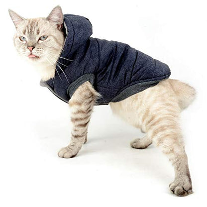 Fleece Dog Hoodie Winter Coat for Small Boy Dog Cat Puppy Cotton Hooded Jacket Chihuahua Clothes Blue L - color: Blue, size: L