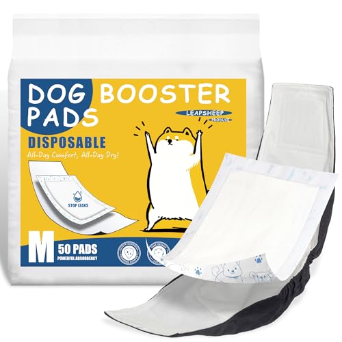 LeapSheep Dog Diaper Liners Pee Pads for Male and Female Dogs, Dog Period Pads, Super Soft Absorbtion Dog Booster Pads Fits Belly Bands, Wraps and Washable Doggy Diapers Female (M, 20) - size: Medium