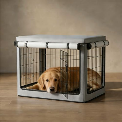 Dog Crate Cover, Heavy Duty 1680D Waterproof Oxford Cloth with Breathable Mesh & Detachable Sunshade, Universal Fit for Wire Crates, All-Weather Indoor Outdoor Use (38-Inch) - size: 38-Inch