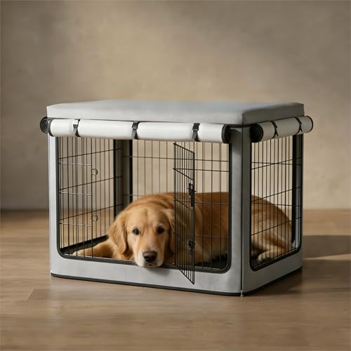 Dog Crate Cover, Heavy Duty 1680D Waterproof Oxford Cloth with Breathable Mesh & Detachable Sunshade, Universal Fit for Wire Crates, All-Weather Indoor Outdoor Use (38-Inch) - size: 38-Inch