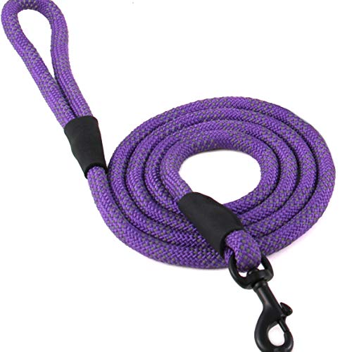 Max and Neo Rope Leash Reflective - 6 FT x 1/2" Purple, Donate a Leash to Dog Rescue - color: PURPLE