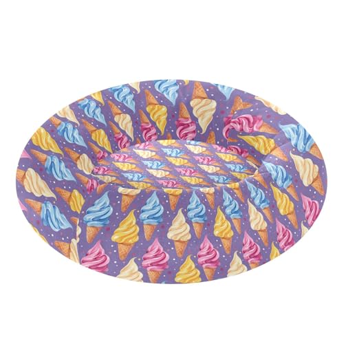Pet Bed Ice Cream Purple Dot Print, 18" Small Dog Cuddler with Anti-Slip Bottom, Cute Pattern Round Sofa for Indoor Puppies & Kittens, All-Season Comfort - size: Small