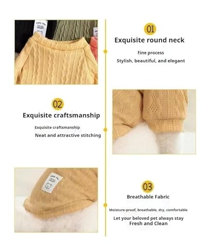 Kitten Clothes, Dog Cat Sweaters Pet Puppy Knitwear Costume Fall Winter Coat for Small Medium Cats Dog Girl Boy Fit 2.2-23lb - color: Yellow, size: Small
