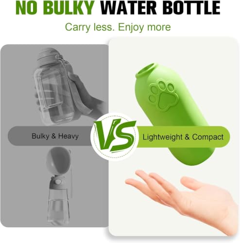 Portable Dog Water Bottle Attachment, Slip-On Pet Water Bowl for Walks | Silicone Dog Drink Dispenser, Fits Standard Water Bottles,Ideal for Dog Cat Walking Hiking Travel Foldable Leaf Design - color: Green