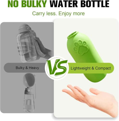 Portable Dog Water Bottle Attachment, Slip-On Pet Water Bowl for Walks | Silicone Dog Drink Dispenser, Fits Standard Water Bottles,Ideal for Dog Cat Walking Hiking Travel Foldable Leaf Design - color: Green