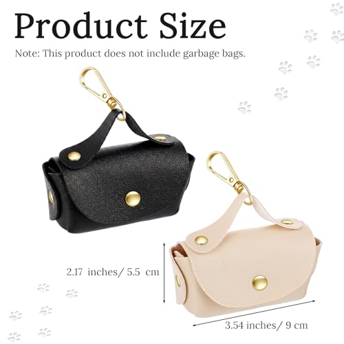 2PCS Leather Dog Poop Bag Dispenser Portable and Reusable Doggie Poop Bags Holder Waterproof Anti-Slip Clip Pet Waste Bag Holders for Walking Any Leash, Opening for Easy Dispensing