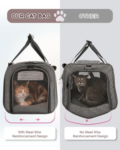 BurgeonNest Soft Cat Carrier Large, Pet Carrier Dog Carrier for Big Cats and Small Dogs up to 25 lbs Collapsible Top Loading with Dual-Exit Tunnel, Privacy Protection, Mesh Ventilation, Travel, Gray - color: Grey, size: 18.9"L x 13.4"W x 14.6"H