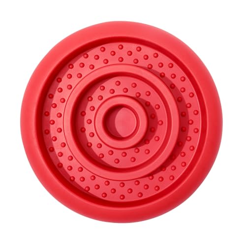 Slow Feeder Lick Mat for Dogs - Keep Them Busy - Natural Rubber Dog Frozen Treat Toys - Durable Interactive Enrichment Toys - Licking Dish for Dog De-Stressing, Red - color: Red