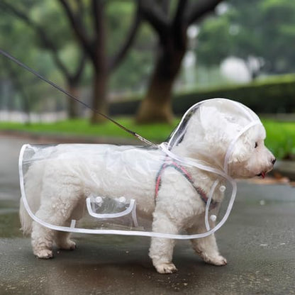 GLOBLELAND 2 Pcs Transparent Dog Raincoat for Small Medium Dogs with Hidden Leash Hole and Adjustable Snaps Dog Rain Poncho Waterproof Pet Clothes Rain Jacket