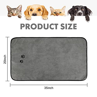 2Pieces Microfiber Pet Bath Towel Dog Towel.Dog Towel Soft Absorbent Drying for Small Medium Large Dogs and Cats with Great for Bathing and Grooming (35 x 20 Inch Grey) - color: Grey