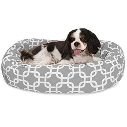 Majestic Pet 24 Inch Links Sherpa Calming Dog Bed Washable – Cozy Soft Round Dog Bed with Spine for Head Support - Fluffy Donut Dog Bed 24x19x7 (inch) – Round Pet Bed Small - GRAY - color: Gray, style: 24 in.