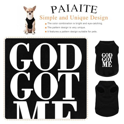 Discover Cozy Cotton Canine Wear: Breathable Soft, and Lightweight Dog Shirt Vest with Eye-Catching Graphics(GOD GOT ME), Keeping Your Furry Friend Warm and Comfy! Black S - color: Black, size: S-(6~9lb) | Back(~11.8")