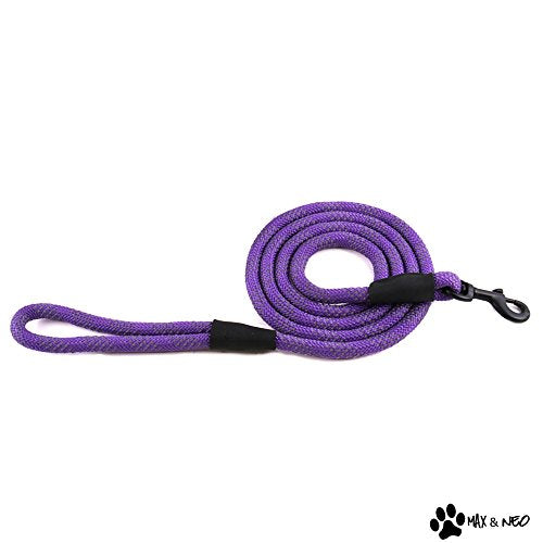Max and Neo Rope Leash Reflective - 6 FT x 1/2" Purple, Donate a Leash to Dog Rescue - color: PURPLE