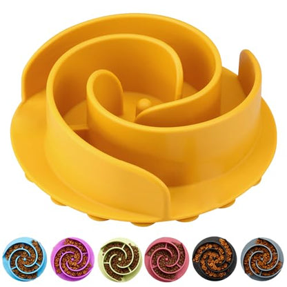 Slow Feeder Dog Bowls Insert, Animire Soft Silicone Slow Eating Dog Food Bowl for Small, Medium and Large Dogs, Compatible with Regular and Elevated Bowls - color: Yellow, size: M