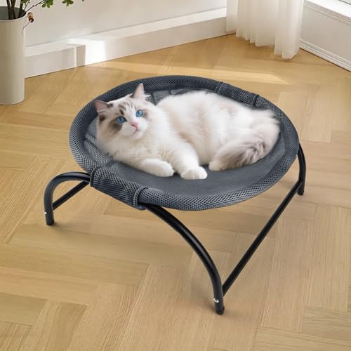 LIFLIX Raised Cat Hammock Bed, Standing Cat Cot with Washable Mesh, Pet Bed for for Kittens,Dark Blue - color: Dark Blue