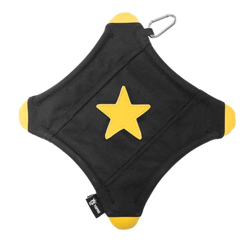 TSPRO Tactical Star-Shaped Dog Flying Disc, Anti-Rip Nylon Toy for Aggressive Chewers & Medium-Large Dogs, Water Floating Lightweight for Beach/Camping/Park/Backyard Training (9", Black) - color: Black