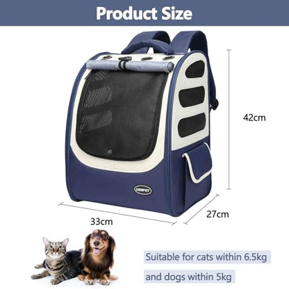 Dog Backpack, Ventilated Pet Hiking Backpack Travel Bag, Airline Approved Cat Backpack for Travel, Hiking, Outdoor Use(Blue) - color: Blue