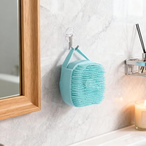 Silicone Dog Bath Brush – Dog Grooming Shampoo Scrubber with Soap Dispenser, Perfect for Shedding, Bathing, and Grooming, Ideal for Short and Long-Haired Dogs, Blue - color: blue