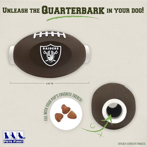 NFL Las Vegas Raiders Football Treat Dispensing Toy for Dogs and Cats - Interactive Rubber Ball for Feeding and Fun - color: Las Vegas Raiders