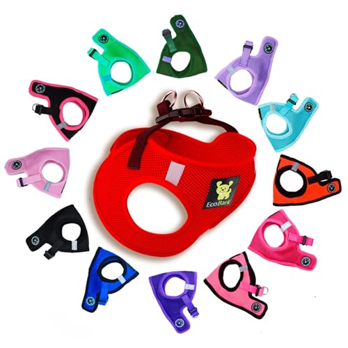 EcoBark Teacup Dog Harnesses for Tiny Dogs (Red, XXXS) - color: Red, size: XXXS- 2 to 3 lbs- Chest up to 10 in (Pack of 1)