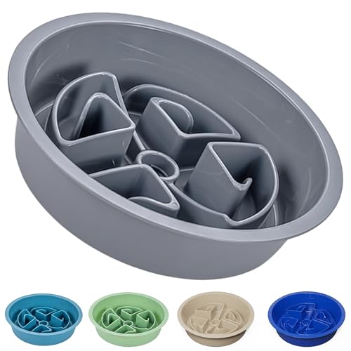 AVERYDAY Slow Feeder Dog Bowls for Large Breeds Fits Raised Feeding Station, Puzzle Dog Food Bowls to Slow Down Eating, Dogs Feeding Bowl with Non-Slip, Slows Feeder Pet Bowl for Wet and Dry Food - color: Slow Feeder Grey, size: 2.5 Cup - Fit 7.5-7.7'' Fe