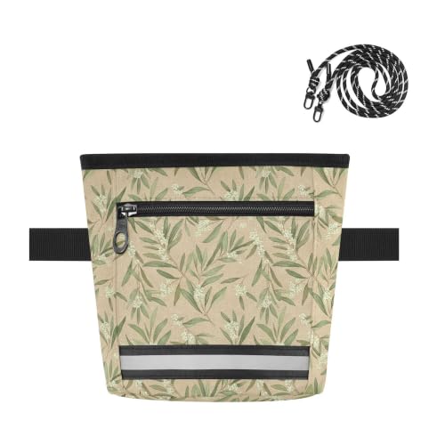 Leaves Water-Resistant Dog Treat Pouch, 3 Ways to Wear Treat Bag with Magnetic Closure & Reflective Strip, Hands-Free for Pet Training, Walking