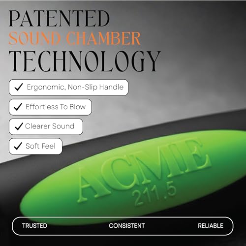 ACME Alpha 211.5 Professional Dog Training Whistle with Enhanced Ergonomic Grip. BPA-Free Plastic. 110 dBA. Long Range. Standardized Frequency. Weatherproof. Made in the UK (Black on Day Glow Green) - color: Black on Day Glow Green