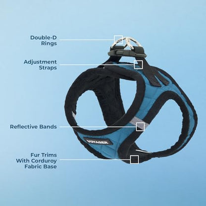 Best Pet Supplies - All Weather Plush, Reflective, No Pull Harness for Small, Medium Dogs, Cats - Secure with Hook & Loop Fastener, Buckle, Double D-Rings - Turquoise Plush, S - color: Turquoise Plush, size: S