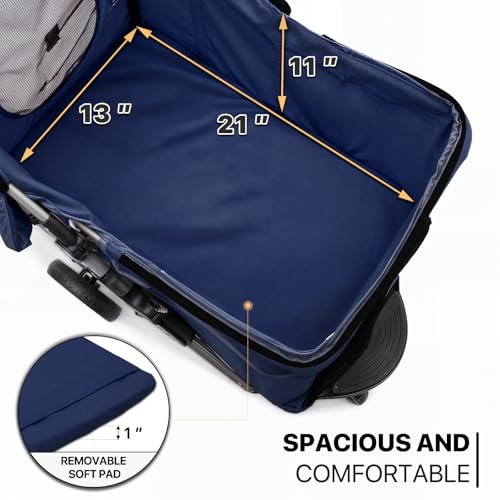MoNiBloom 3 Wheels Pet Stroller, Foldable Dog Cat Cage Jogger Stroller with Weather Cover for All-Season, Storage Basket and Cup Holder, Breathable and Visible Mesh for Small/Medium Pets, Blue - color: Navy Blue