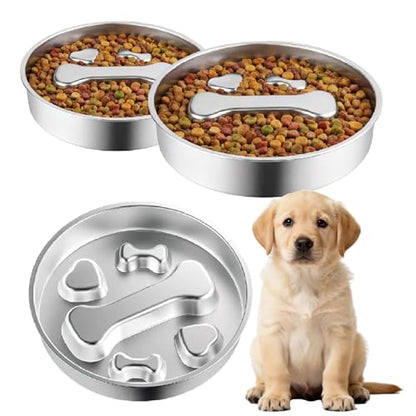 3 PCS Slow Feeder Dog Bowls, Stainless Steel Slow Feed Bowl for Dogs and Cats, Puppy or Cat Food Holder