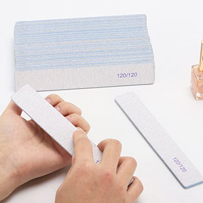 25 Pieces 120 Grit Rectangle Nail Files for Acrylic Nails and Natural Nails, Reusable Nail Buffers Double Sided Emery Boards Manicure Tools - size: 120/120 Grit(25 Count)