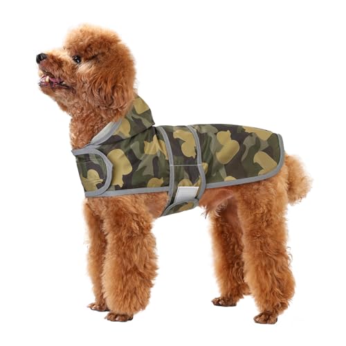 Dog Raincoat, Waterproof Dog Rain Jacket with Hood, Adjustable Rain Coat Poncho with Reflective Strips & Leash Hole for Large Medium Small Dogs Puppies, Lightweight Pet Clothes - color: Camo Ducks, size: X-Small