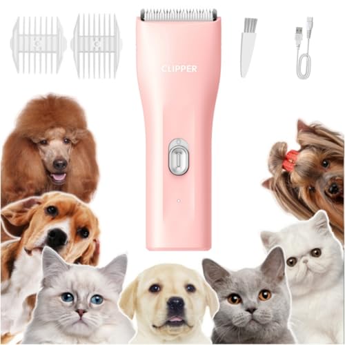 Dog Clippers,Quiet Washable USB Rechargeable Cordless Dog Grooming Kit,Electric Pets Hair Trimmers Shaver Shears for Dogs and Cats - color: 006 Pink