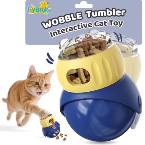 Interactive Cat Toys Treat Puzzle - for Indoor Cats Weight Loss Wobble Tumbler Feeder Food Dispenser, Fun Sliding Rolling, Enrichment Portion Control Slow Feeder for Kittens & Adult Cats