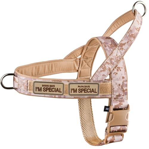 No Pull Dog Harness for Medium Large Dogs, Escape Proof Adjustable Harness Brown Camo, L - color: Brown Camo, size: L-Chest size 25-31''