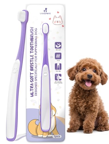 Small Dog Toothbrush, Mini Head, Soft Bristles, Under 30 lbs | Gentle Tiny Teeth Care. Curved Handle Reach. Soft Gum Comfort. Rubber Grip Control. Easy Daily Brushing. - size: 1 Count (Pack of 1)