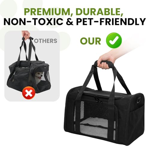 Soft-Sided Cat Carrier Expandable Pet Carrier Airline Approved Mesh Travel Carrier Up to 22lbs for Cats Small Dogs Collapsible Escape-Proof with Shoulder Strap Washable (20x13x13 Black) - color: Black, size: 13.4"L x 13.4"W x 20.1"H