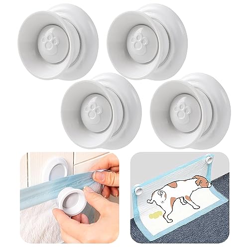 (4-Pack) Potty Training Pad Magnetic Holder Compatible with Any Size of Puppy Pee Pads Perfect for Leg-Lifting Marking Dogs, Strong Magnets Will Stick on Most Flat Surfaces - White Paw - size: Claw