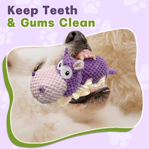 TOOPTATE Squeaky Dog Toy - Plush Interactive Chew Toy for Large, Medium and Small Dogs, Keeps Them Busy (Purple, Medium) - color: Purple, size: Medium