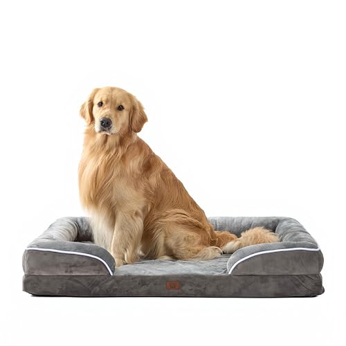 Orthopedic Dog Bed with Gel Memory Foam, Extra Large Dog Couch Waterproof Pet Sofa with Removable Washable Cover, Non-Slip Bottom,Indoor & Road Trip, CertiPUR-US PetsBed, 44x32x6.5 in Grey - color: Grey, size: 44"L x 32"W x 6.5"Th